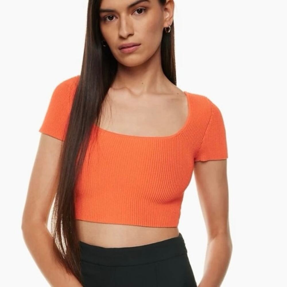Babaton by Aritzia Sculpt Knit top sz M orange cropped top